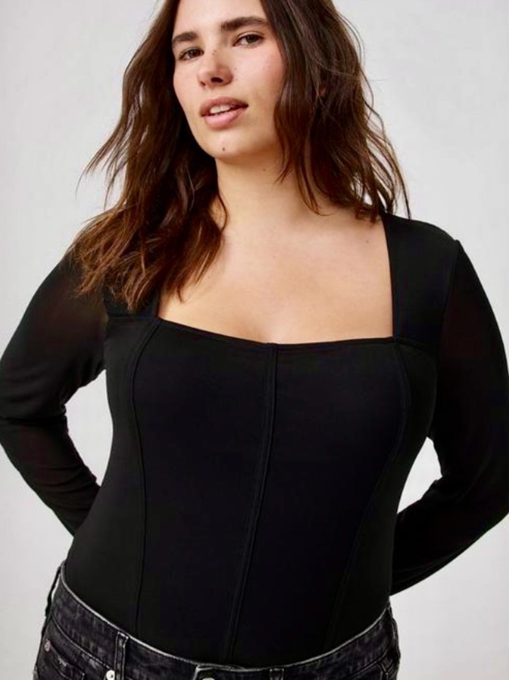 Torrid Black Square-Neck Mesh Corset Top - Size 1X - NWT!